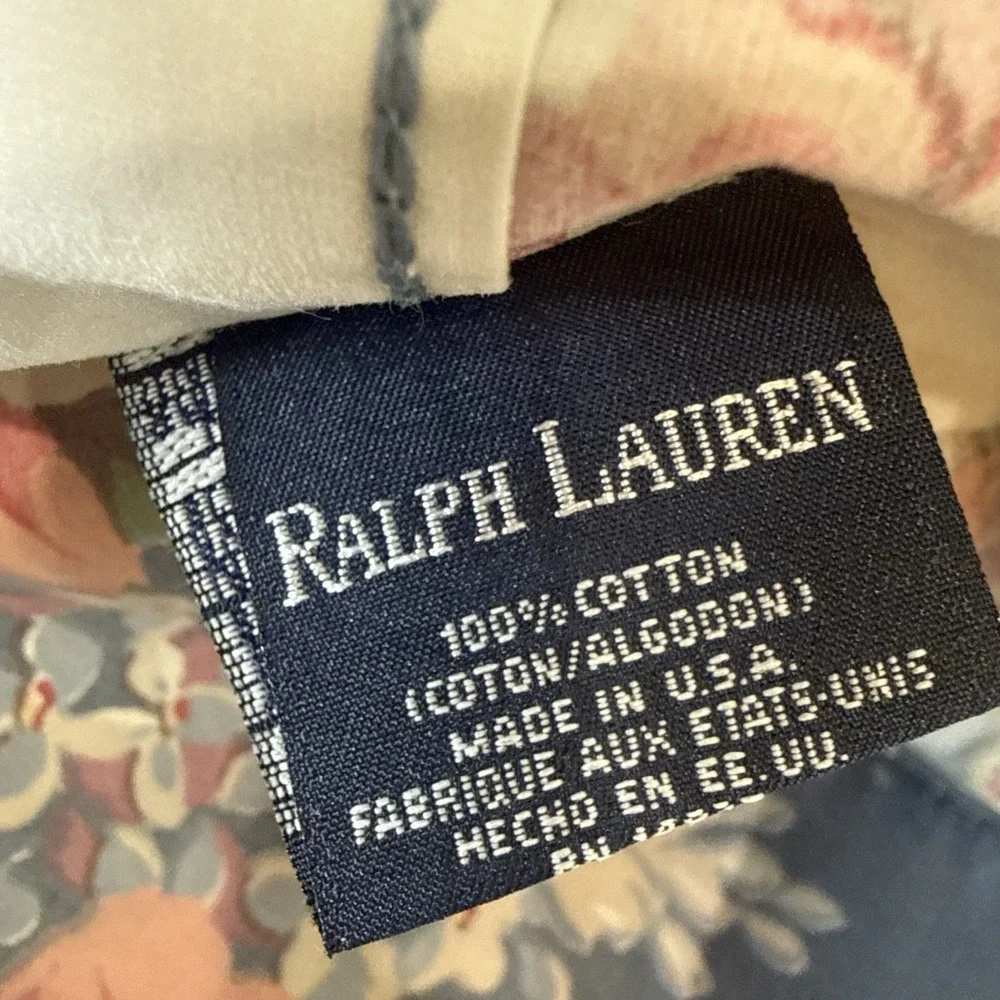 Vtg Ralph Lauren Kimberly Floral Blue King Pillowcase One Only Faded